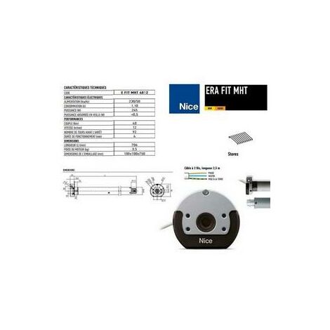 Moteur Era FIT MHT Ø45mm, radio 40Nm, fin course élect, manoeuvre de secour NICE