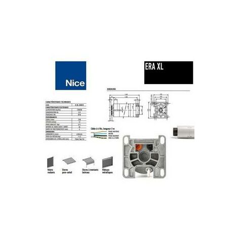 Moteur Era XL pour rideaux métalliques, filaire, 230Nm, diam. 90mm, 311 Kg NICE