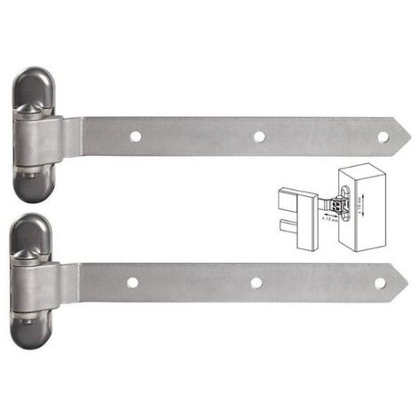 Charnières pour porte industrielle en bois, réglage 3-D, L du bras 350mm - LOCINOX - (1/2)