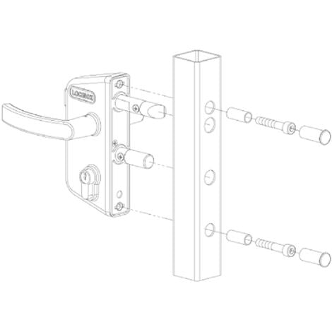 Serrure LAKZ de porte à grilles pour tube carré de 40 mm en aluminium - Locinox -
