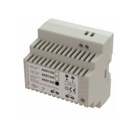 Sewosy – Alimentation à découpage DIN 5 modules 230V AC – Sortie 12V DC 60W – Courant 5A – Protection PTC contre surtensions