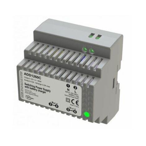 Sewosy – Alimentation DIN 1 module 230V AC – 12V DC 60W 4.5A – Sortie chargeur 500mA pour dispositifs de sécurité – Installation sur rail DIN