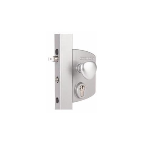 Serrure électrique avec fonctionnement à émission pour profils carré de 60 à 80mm,poignée ronde en alu.