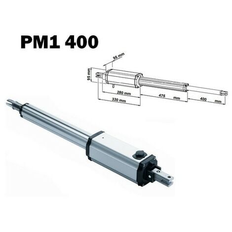 Vérin seul PM1 400, irréversible 230V, course 400 mm, vantail max 2,5m VDS - PM1400.