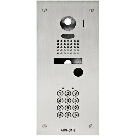 Aiphone – Façade inox 2 mm encastrée avec clavier rétro éclairé 100 codes – Compatible kits vidéo JK et JO – Dimensions 135 x 309 x 2 mm