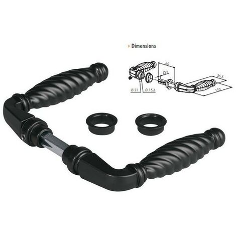 Locinox – Poignées en zamac noir pour carré 8mm – Longueur 65mm – Poignée double ornementale pour portes et meubles – Esthétique et fonctionnelle