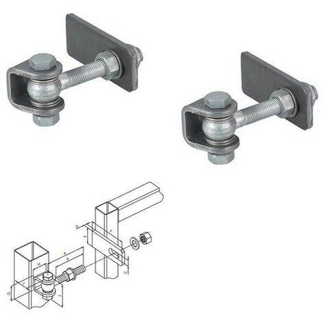 Locinox – Charnière industrielle réglable 3-D – Acier galvanisé à chaud – Boulon M20 Ø 18mm – Ouverture 180° – Emballage par paire