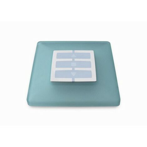 Nice – Support de télécommande émetteur mural carré vert d'eau – Plaque en verre d'eau 10mm – Compatible motorisations – Installation sans travaux