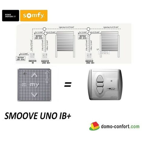 Somfy – Commande filaire SMOOVE UNO IB Silver Shine – Alimentation 230 VAC – Pour volets roulants et stores – Installation dans boîtier 50 mm