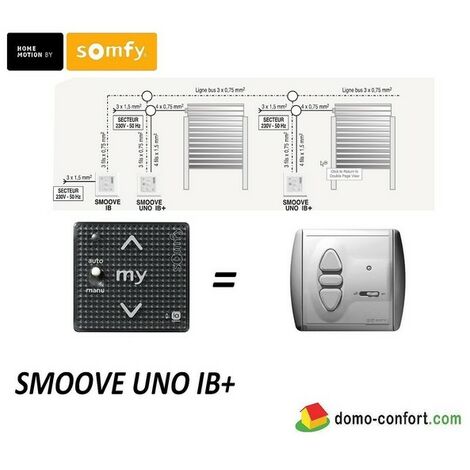 Somfy – Commande filaire SMOOVE UNO IB Black Shine – Commande motorisée 1 AC – Alimentation 230 VAC – Compatible Centralis UNO IB