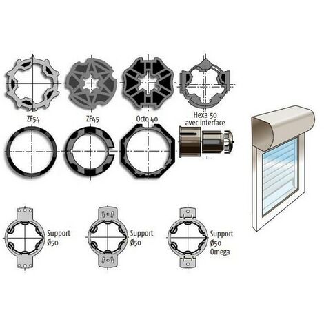 Somfy – Kit d'accessoires BLOC-BAIE pour motoriser volets roulants – Roues et couronnes pour tubes ZF54/ZF45/Octo 40 – Installation sans ouverture de coffre