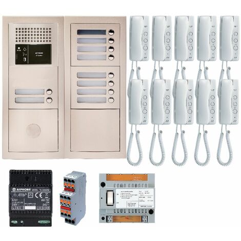 Pack audio GTBA10E avec 10 boutons et 10 postes GT1D préprogrammés,platine de rue encastrée - AIPHONE
