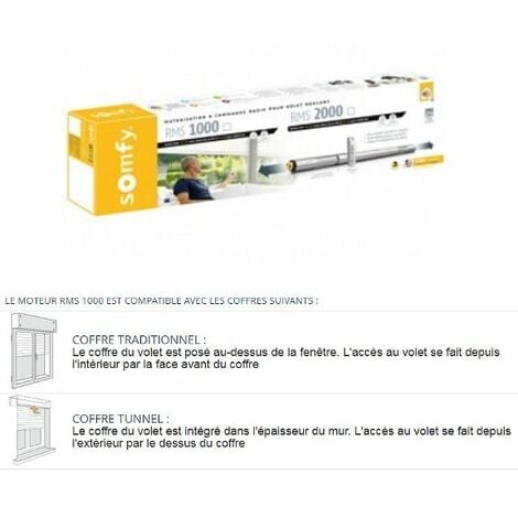 Axe motorisé / kit de motorisation radio RMS 1000 pour volet roulant tradi ou tunnel RTS - SOMFY -