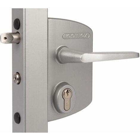 Serrure à clé pour portail industriel, poteau carré 30 à 50mm, couleur gris. - LOCINOX - - LAKQ3030U2L.