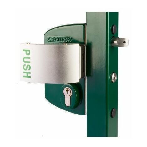 Locinox – Serrure anti-panique industrielle 60mm-80mm – Cylindre s'entrouvant GSX – Poignée 3006 PUSH – Acier inoxydable et aluminium