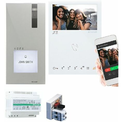 Kit vidéophone QUADRA 2 fils et moniteur interieur Mini mains libres Wi-Fi. accès à distance - COMELIT -