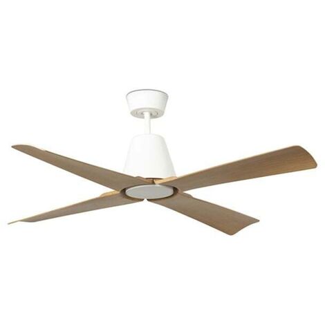 TYPHOON M Ventilador con luz blanco/madera para exterior 34105-130