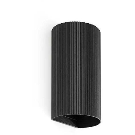 SOLE aplique redondo de pared negro estriado 40543 (1/3)