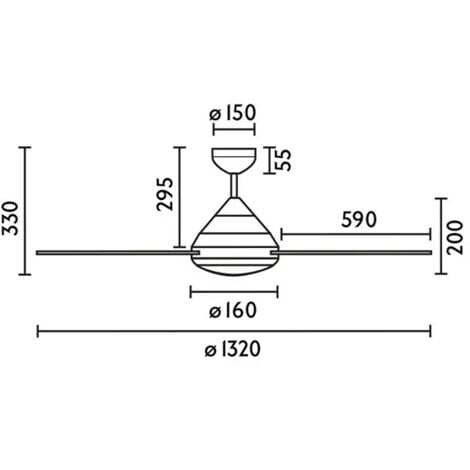 ANETO Ventilador de techo blanco con luz Motor DC - Ø 132 cm