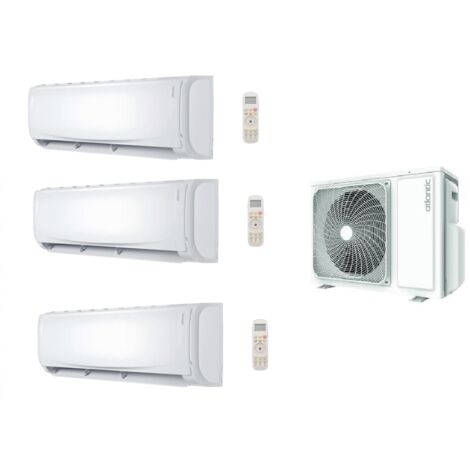 Atlantic – Climatisation tri split réversible 6,2 kW – 1 unité extérieure 3600W + 2 unités intérieures 2000W – Gaz R32 – Économie d'énergie A++