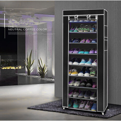 Dustproof 10 Layer 27 Pair Shoes Cabinet Storage Organizer Shoe Rack Stand - Black - Black
