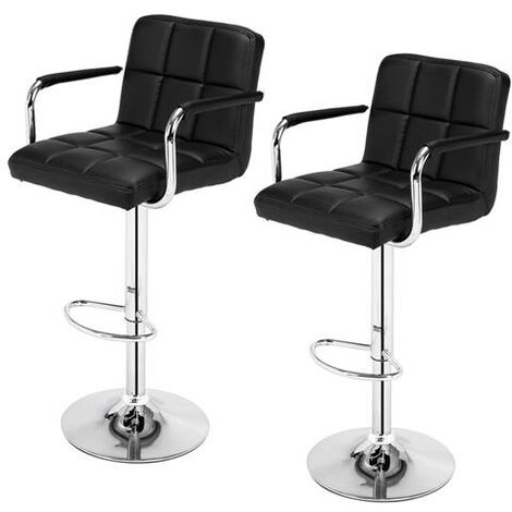 Round Cushion Bar Stools, Black Leather Bar Stools With Backs And Arms