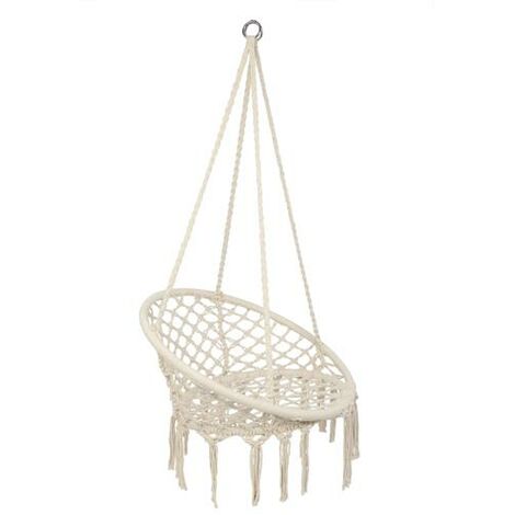 Round Tassel Hanging Chair - Garden Swing Seat, Hanging Egg Chair, Garden Swing Chair Beige