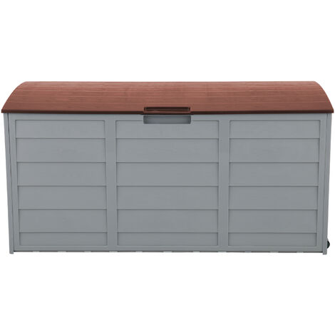 75gal 260L Outdoor Garden Plastic Storage Deck Box Chest Tools Cushions Toys Lockable Seat - Brown - Brown
