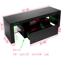 Modern TV Cabinet Stand Storage Drawer Shelf Table LED Living Room - Black - Black