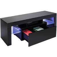 Modern TV Cabinet Stand Storage Drawer Shelf Table LED Living Room - Black - Black