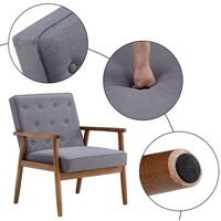 (75 x 69 x 84)cm Retro Modern Wooden Single Chair Frame Upholstered Tufted Armchair Button Accent Sofa Home office Grey Fabric