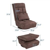 Fabric Floor-Standing Backrest Adjustment Game Chair Single Sofa Lazy Chair Dark (21.6 x 23.6 x 37.6)"-Brown