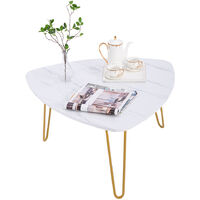 Marble Iron Feet Coffee Table Side 2 Sets (31.89 x 31.89 x 16.93)" White