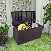 120gal 460L Outdoor Garden Plastic Storage Deck Box Chest Tools Cushions Toys Lockable Seat Waterproof - Brown - Brown