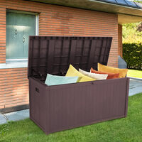 113gal 430L Outdoor Garden Plastic Storage Deck Box Chest Tools Cushions Toys Lockable Seat Waterproof - Brown - Brown