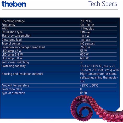 Theben Okto ES12-UC Interruttore Elettronico A Impulso – 1 Contatto, 230V, Per Guida DIN