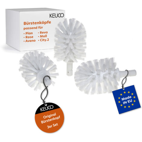 KEUCO Ersatz Toiletten-Bürstenkopf, austauschbar, im 3er Set lose, 12,7x6,9cm, weiß, Original Hersteller, WC-Bürste Ersatzbürstenkopf, 14972004103 (1/5)