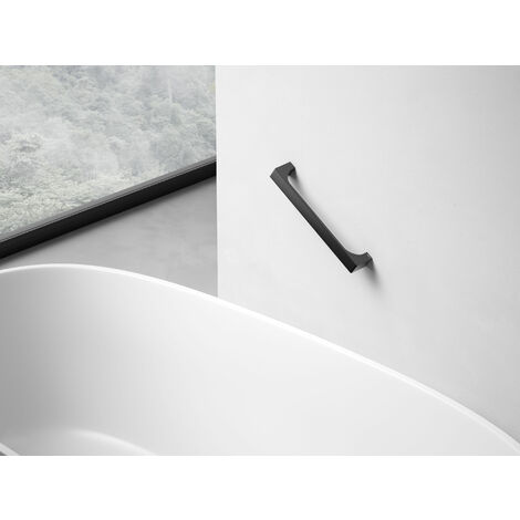 KEUCO Haltegriff, schwarz-matt, 32,2 cm lang, Belastberkeit 115 kg, für Badewanne und Dusche, Wandmontage, auch als Wannengriff, Edition 11