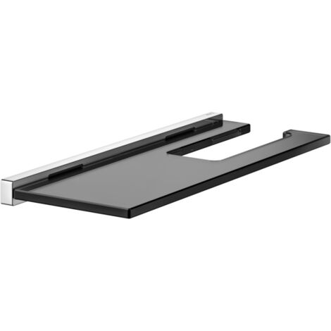 Keuco Edition 90 Square Toilettenpapierhalter 19173018000 mit Glasablage, verchromt/Rauchglas