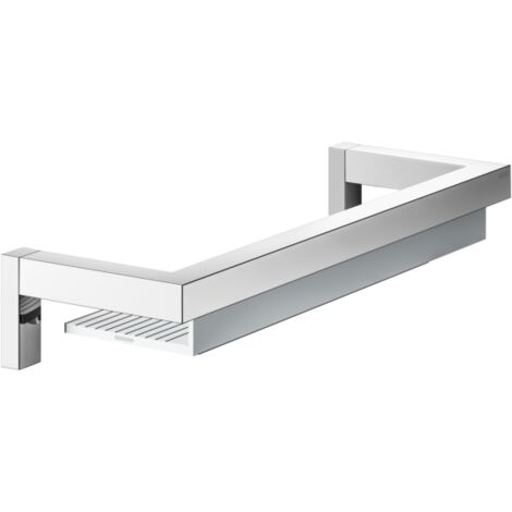 KEUCO Duschablage aus Metall hochglanz-verchromt und Aluminium silber, magnetischer Glas-Abzieher, 11x40x6cm, Wandmontage in der Dusche, Edition 90 Square
