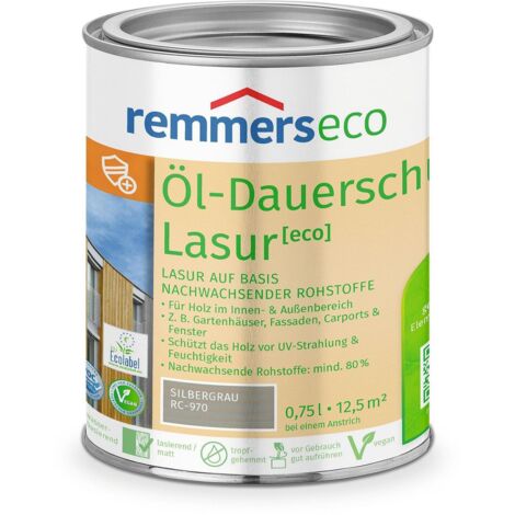 Remmers Öl-Dauerschutz-Lasur [eco] silbergrau, 0,75 Liter, Öko Holzlasur für innen und außen, ökologisch, nachhaltig, vegan, bienenverträglich