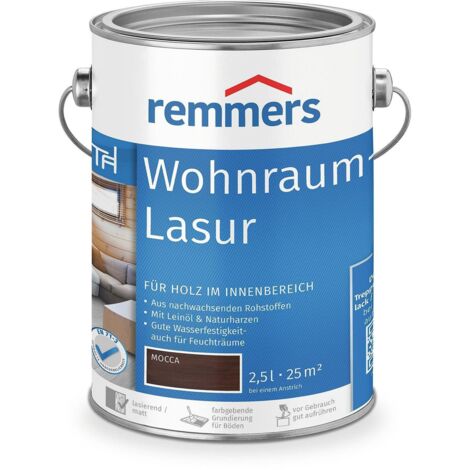 Remmers Wohnraum-Lasur mocca, 2,5 Liter, Holzlasur innen, für Möbel, Böden, Innentüren und Treppen geeignet, mit Abperleffekt