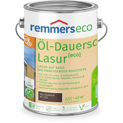 Remmers Öl-Dauerschutz-Lasur [eco] palisander, 2,5 Liter, Öko Holzlasur für innen und außen, ökologisch, nachhaltig, vegan, bienenverträglich