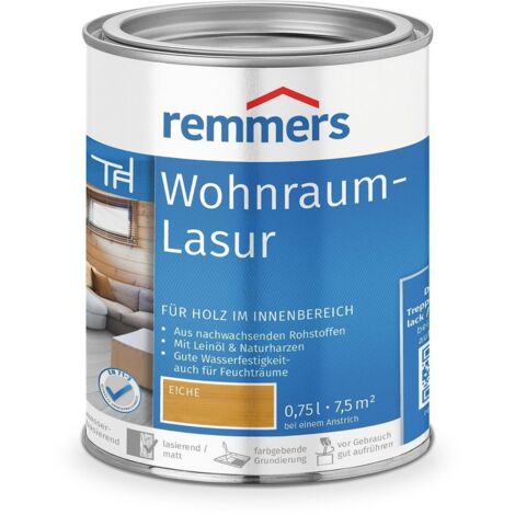 Remmers Wohnraum-Lasur eiche, 0,75 Liter, Holzlasur innen, für Möbel, Böden, Innentüren und Treppen geeignet, mit Abperleffekt