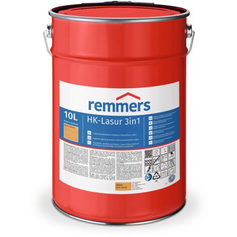 Remmers HK-Lasur 3in1 pinie/lärche, 10 Liter, Holzlasur aussen, 3facher Holzschutz mit Imprägnierung + Grundierung + Lasur, Feuchtigkeit- und UV-Schutz (1/3)
