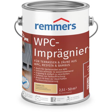 Remmers WPC-Imprägnier-Öl farblos, 2,5 Liter, WPC Öl für innen und außen, für Terrassen, Zäune oder Gartenmöbel aus WPC, Resysta und Bambus geeignet