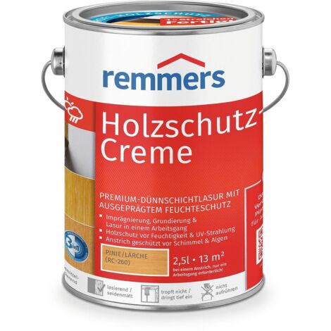 Remmers Holzschutz-Creme 3in1 pinie/lärche, 2,5 Liter, tropffreie Holzlasur für aussen, 3facher Holzschutz mit Imprägnierung + Grundierung + Lasur