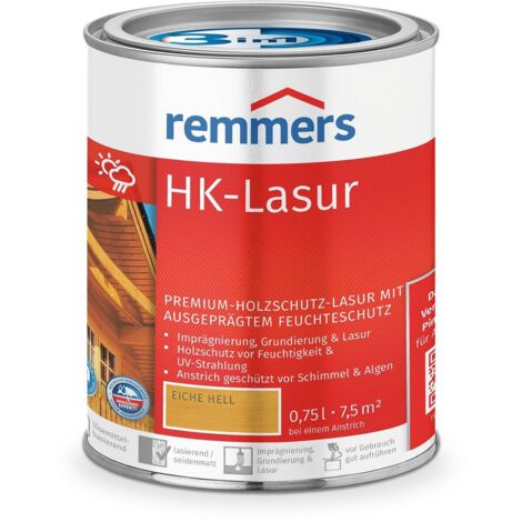 Remmers HK-Lasur 3in1 eiche hell, 0,75 Liter, Holzlasur aussen, 3facher Holzschutz mit Imprägnierung + Grundierung + Lasur, Feuchtigkeit- und UV-Schutz