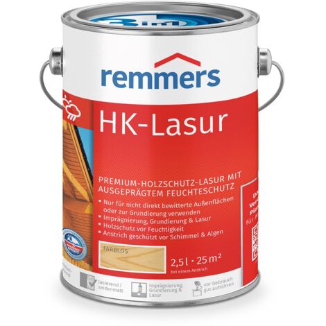 Remmers HK-Lasur 3in1 farblos, 2,5 Liter, Holzlasur aussen, 3facher Holzschutz mit Imprägnierung + Grundierung + Lasur, Feuchtigkeit- und UV-Schutz