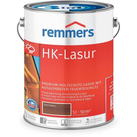 Remmers HK-Lasur 3in1 kastanie, 5 Liter, Holzlasur aussen, 3facher Holzschutz mit Imprägnierung + Grundierung + Lasur, Feuchtigkeit- und UV-Schutz